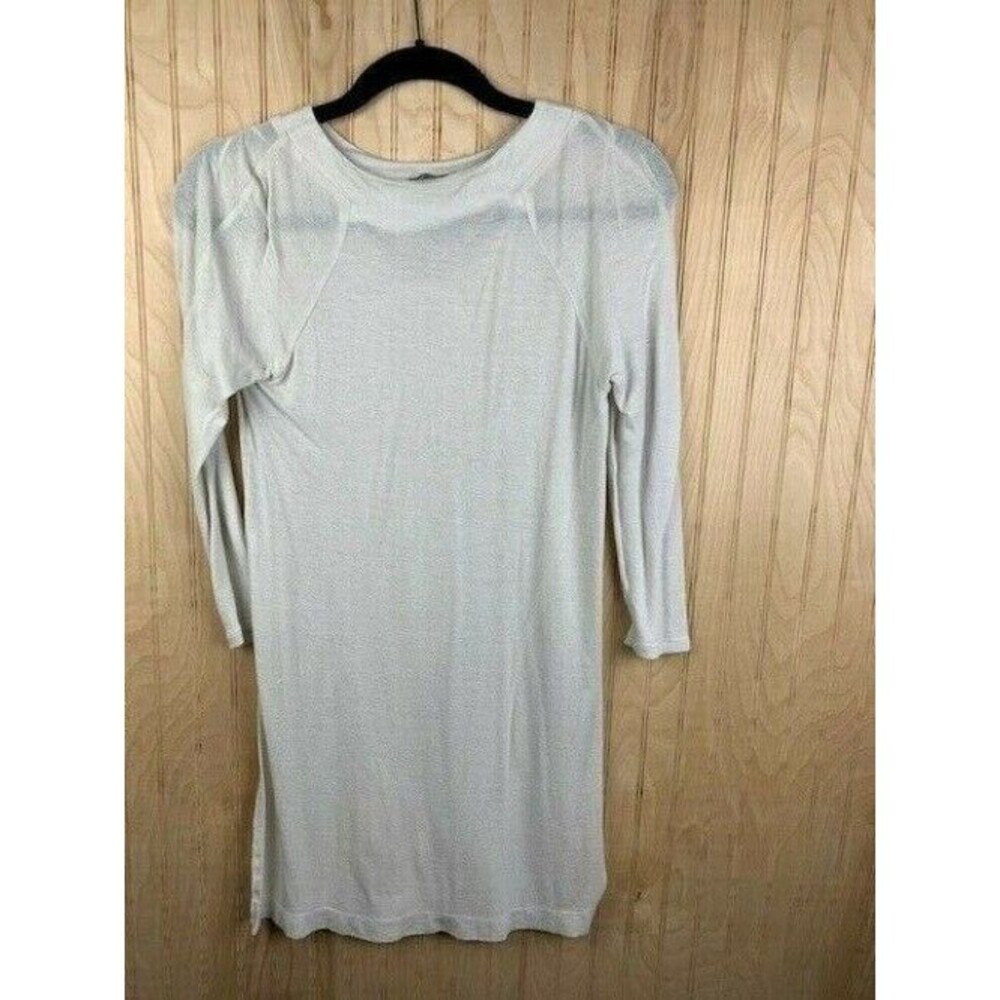 Zara Womens Size Small 3/4 Sleeve Tunic Top Off White High Side Slits Long